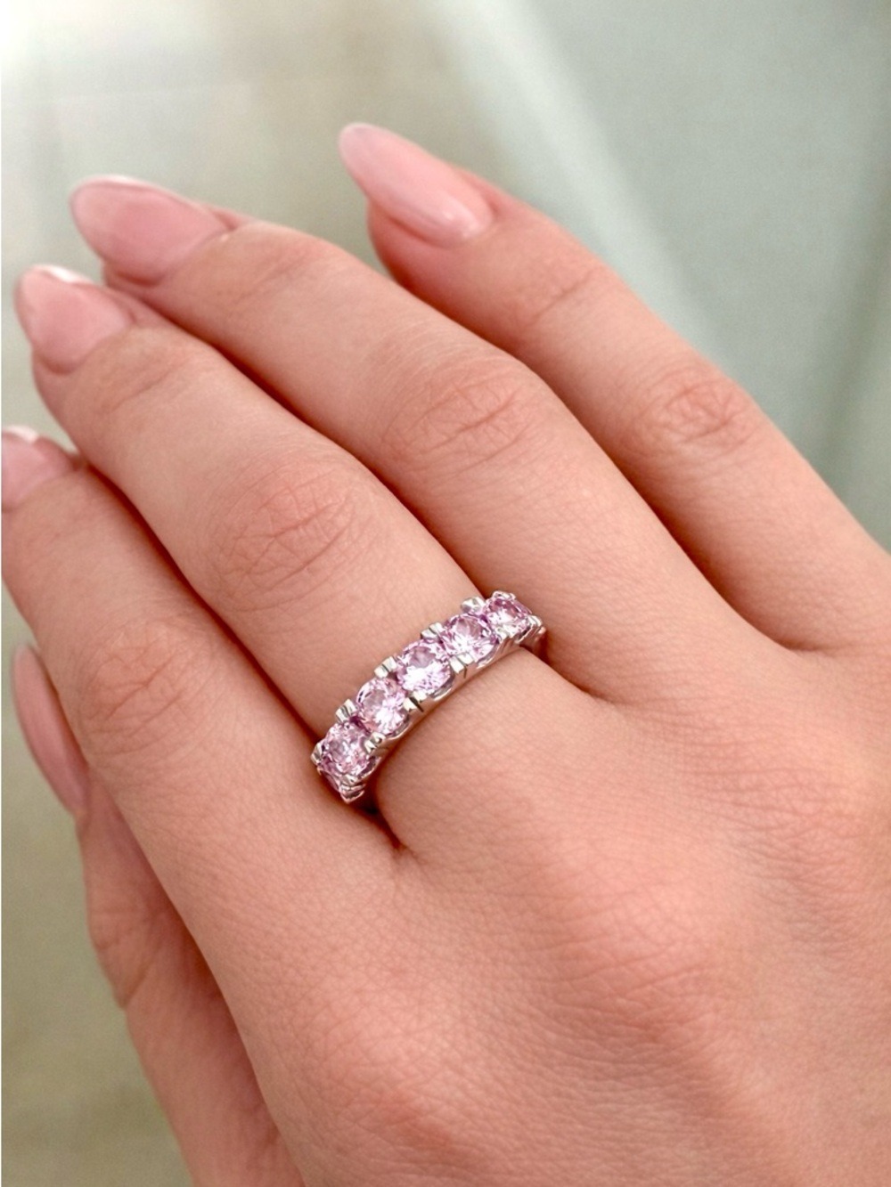 Pink Swarovski crystal Band Ring